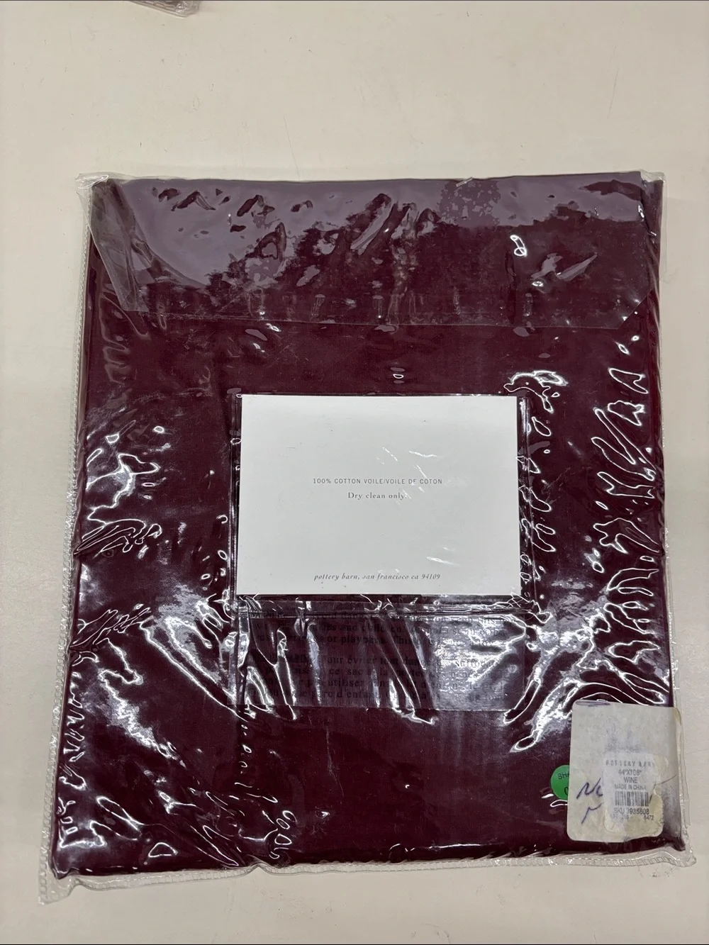 NWT Pottery Barn Burgundy Voile Curtain Panel